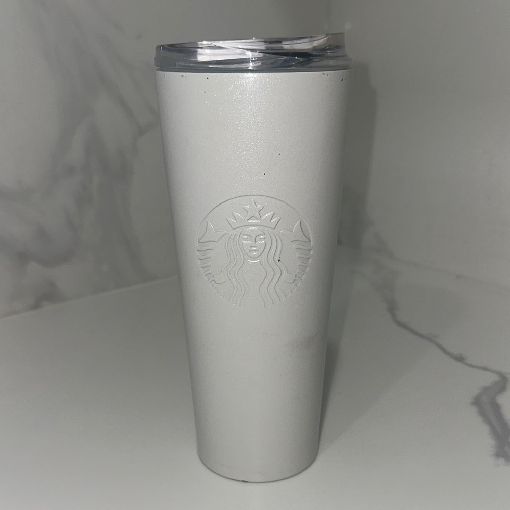 Starbucks Matte White Tumbler with Clear Lid